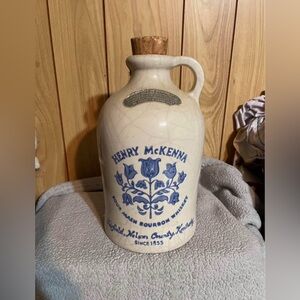 Vintage Henry McKenna Ceramic Jug with Blue Design